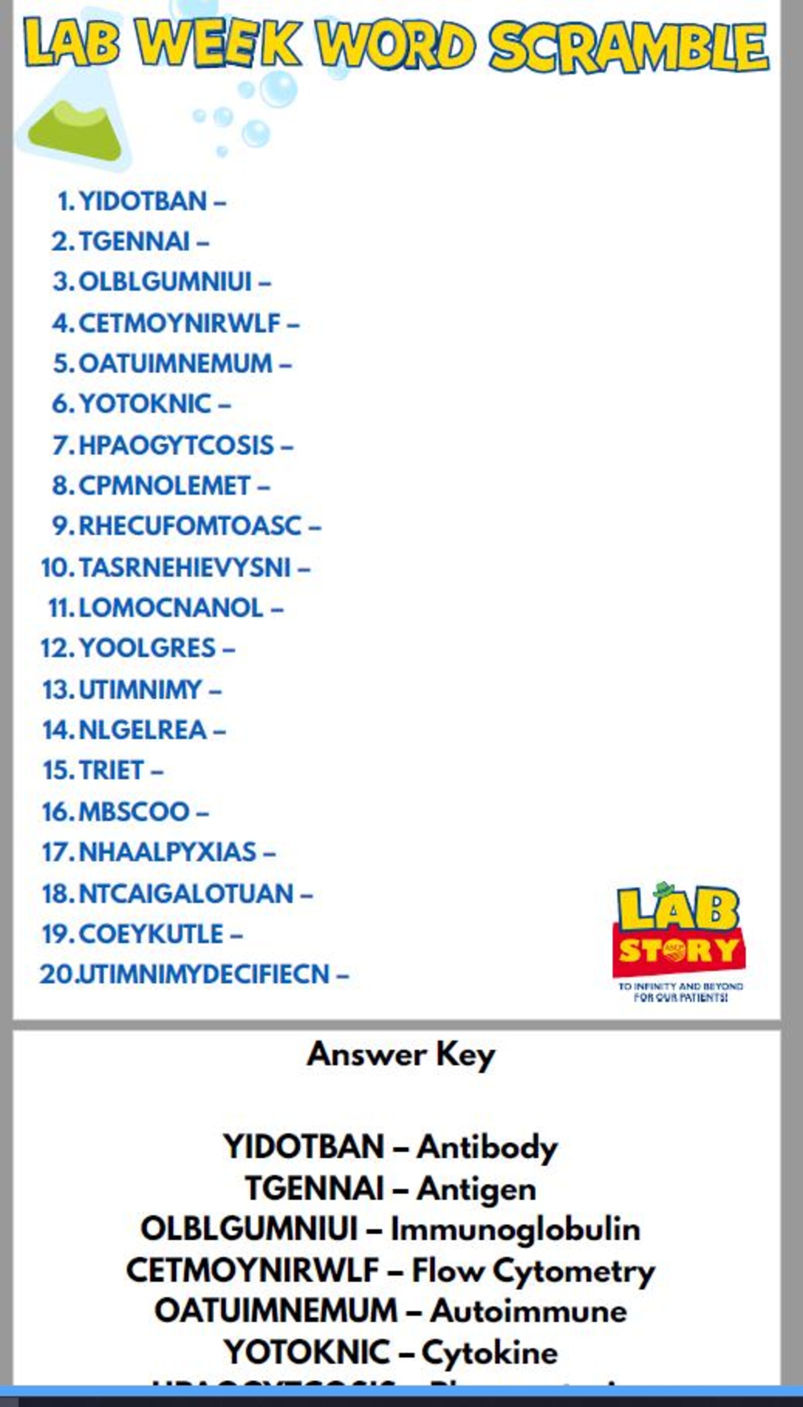 Lab Week Word Games Bundle |word Scramble + Word Search Printable ...