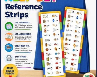 Hebrew Alef-Bet Bookmark Reference Strips