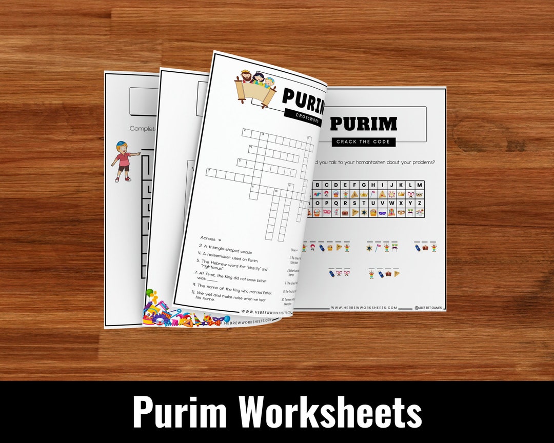 Purim Worksheets Etsy Purim Worksheets Etsy