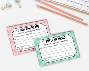 Mitzvah Memo Printable | Classroom Kindness Awards (Digital Download)