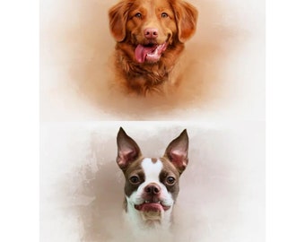 Hyperrealistic Custom Personalized Watercolor Pet Portrait Wall Art