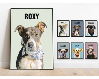 Custom Personalized Pet Digital Portraits Wall Art Digital Download