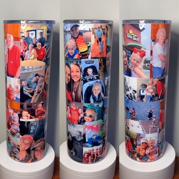 Collage Tumbler - 20oz 30oz - Pictures - Customize - Insulated