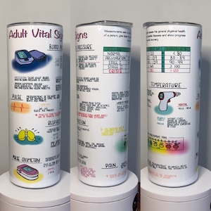 Adult Vital Signs Tumbler - 20oz 30oz - Nurse - Medical - Insulated