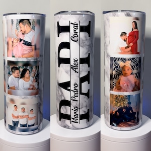 Father 6 picture Tumbler - 20oz 30oz Custom Names - Insulated