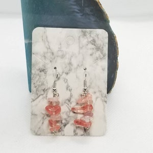 Rosequartz  Earrings Dangle and Drop Hoop