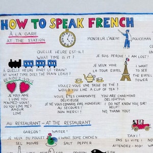 60s handkerchief design Dep &quot;How to speak French&quot;