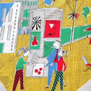 60s handkerchief with street scene - unused