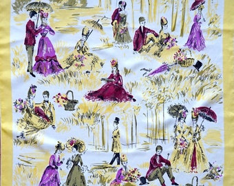 Foulard en soie des années 60 avec des couples Belle Epoque