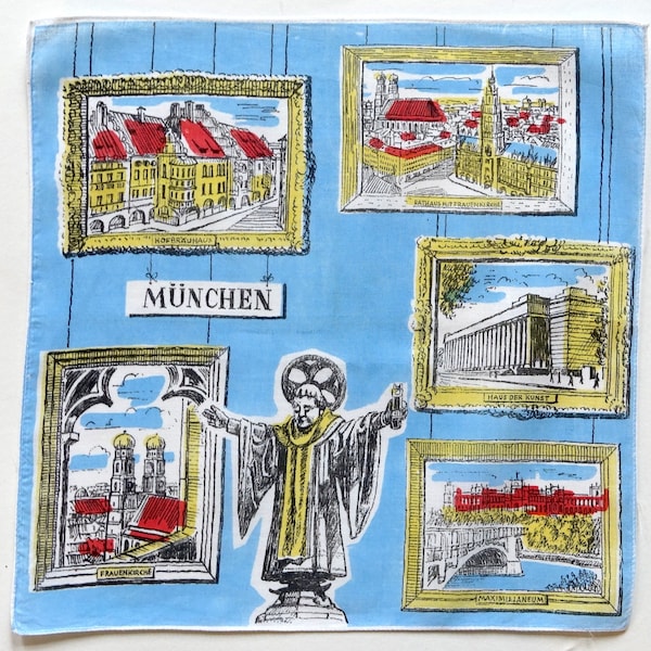 Vintage Souvenir Taschentücher aus München aus den 60er Jahren