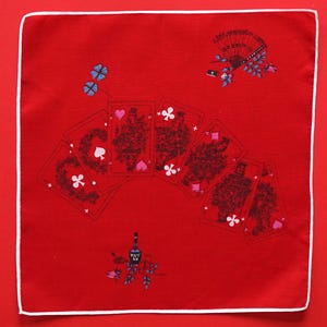 Fazzoletto Pour le rouge anni '60, carte da gioco, ventaglio, rum