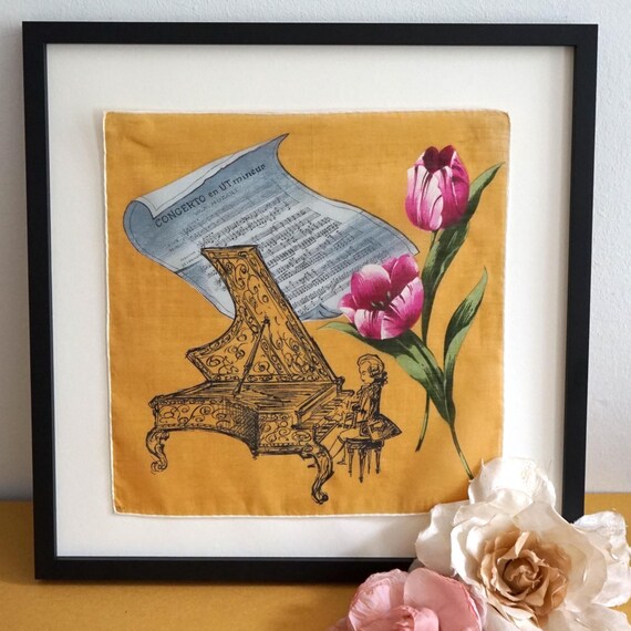 Vintage Fisba Handkerchief –  Mozart “Concerto en Ut mineur” – unused with original Sticker View 2