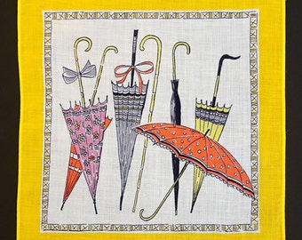 Fazzoletto anni '50 con ombrelli colorati - inutilizzato