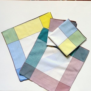 60s Men's Handkerchief Checkered Pastel Colors