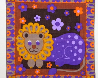 Mouchoir en tissu vintage avec lion coloré