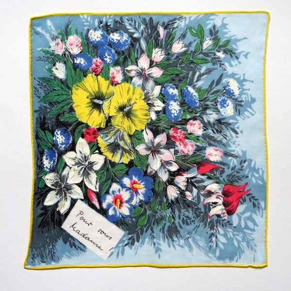 50s handkerchief colorful bouquet "Pour Vous Madame"