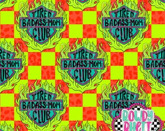 Groovy logo seamless file | Tired moms club seamless file | Groovy mama seamless file | Different background than other listing | Checkered