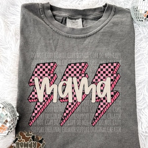 NUR DIGITALES ENTWERFEN | Mama png | Mama karierter Blitz png | Blitz png | trendiges png | png Design für Shirts