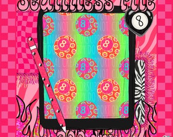 DIGITAL DESIGN ONLY | Floral 8 Ball seamless file | Floral 8 ball tie-dye seamless file | Groovy 8 ball seamless pattern