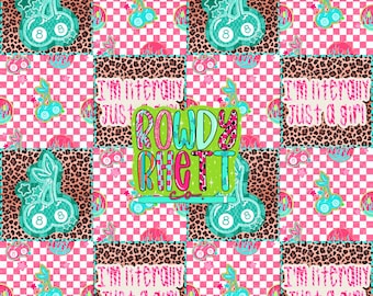 DIGITAL DESIGN ONLY | Literally just a girl seamless file | Girly patchwork file | Cute 8 ball seamless file | Trendy girly seamless file