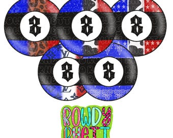 DIGITAL DESIGN ONLY | 8 ball clipart | Fourth of July 8 ball clipart | Clipart for digital designs | 300 dpi clipart | Western Clipart