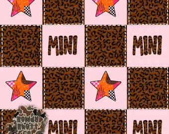 Mini girl seamless file | Mamas girl seamless file | Patchwork design | Boxed patchwork seamless file | Western leopard file