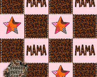 Mama seamless file | Leopard mama seamless file | Leopard patchwork design | Boxed patchwork style seamless file | Western mama