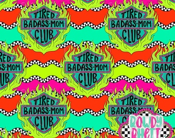 Groovy logo seamless file | Tired moms club seamless file | Groovy mama seamless file | Repeating pattern digital design for Mother’s Day