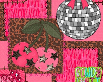 DIGITAL DESIGN ONLY | Yeehaw patchwork seamless file | Messy patchwork seamless file | Girly western seamless | Disco western file
