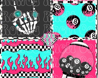 DIGITAL DESIGN ONLY | Western Patchwork seamless file | Western Vibes seamless file | 8 Ball seamless file | Trendy patchwork file |