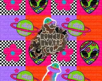 Groovy Alien Seamless File | I need space seamless design | Planets and Aliens seamless | Floral Alien seamless | Digital download | UFO