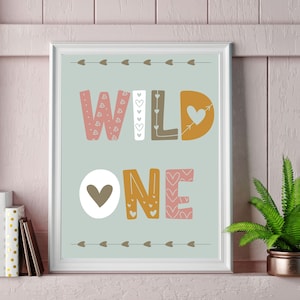 Wild One Printable Wall Art, Gender Neutral Nursery Decor, Slogan Wall Art, Digital Download, Word Printable, Wall Decor, Nursery Wall Decor