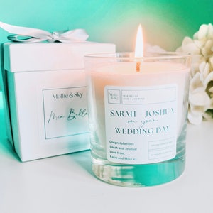 Personalised Wedding Gift Scented Candle For Couple Natural Candle Wedding Day Luxury Candle Congratulations Gift For Wedding Present Custom