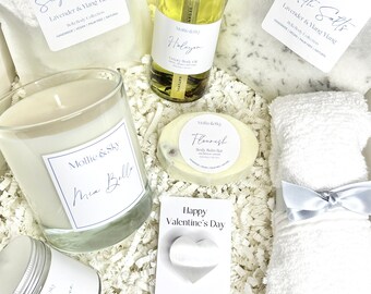 Luxuskerze Geschenkset für Freundin Spa-Geschenkbox Personalisierte Kerze Geschenk für sie Natürliches Hautpflege Geschenk Galentine Box Set Valentinstag
