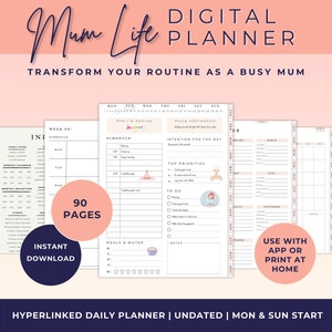 Planificador digital para mamá 2025 Planificador semanal imprimible para la vida de mamá Calendario familiar para mamás ocupadas Horario para niños GoodNotes iPad Planificador de vida descargable