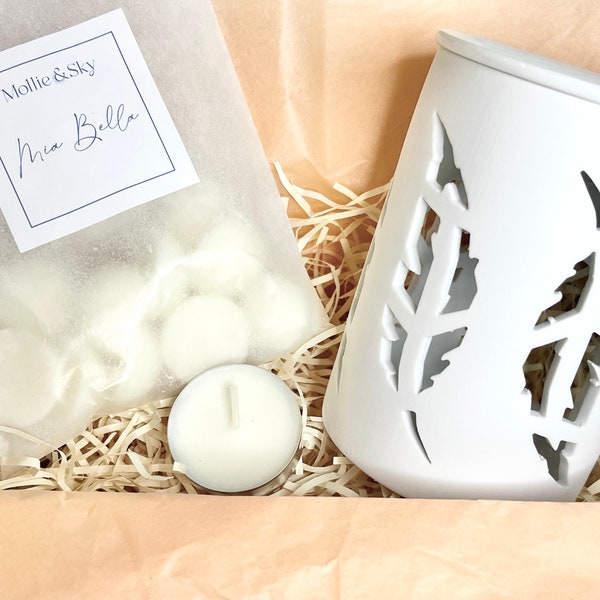 Wax Melt Wax Burner Gift Set Natural Soy Wax Melt Wellbeing Gift Wax Melt Warmer Wax Melt Burner Gift For Her Vegan Wax Melt Burner Gift Box