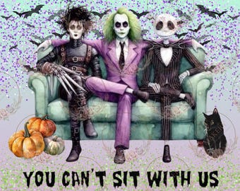 Beetle Juice, Edward and Jack- You can't sit with us 20oz tumbler PNG wrap