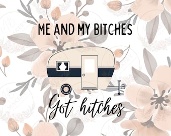 Me and my bitches got hitches yellow/green and pink/gray11oz coozie PNG wrap