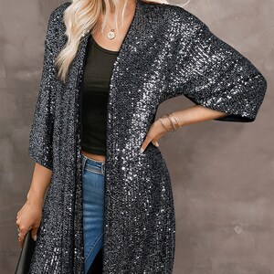 Lila boutique star sequin bell sleeve maxi kimono on sale