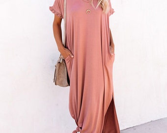 pink maxi dress casual