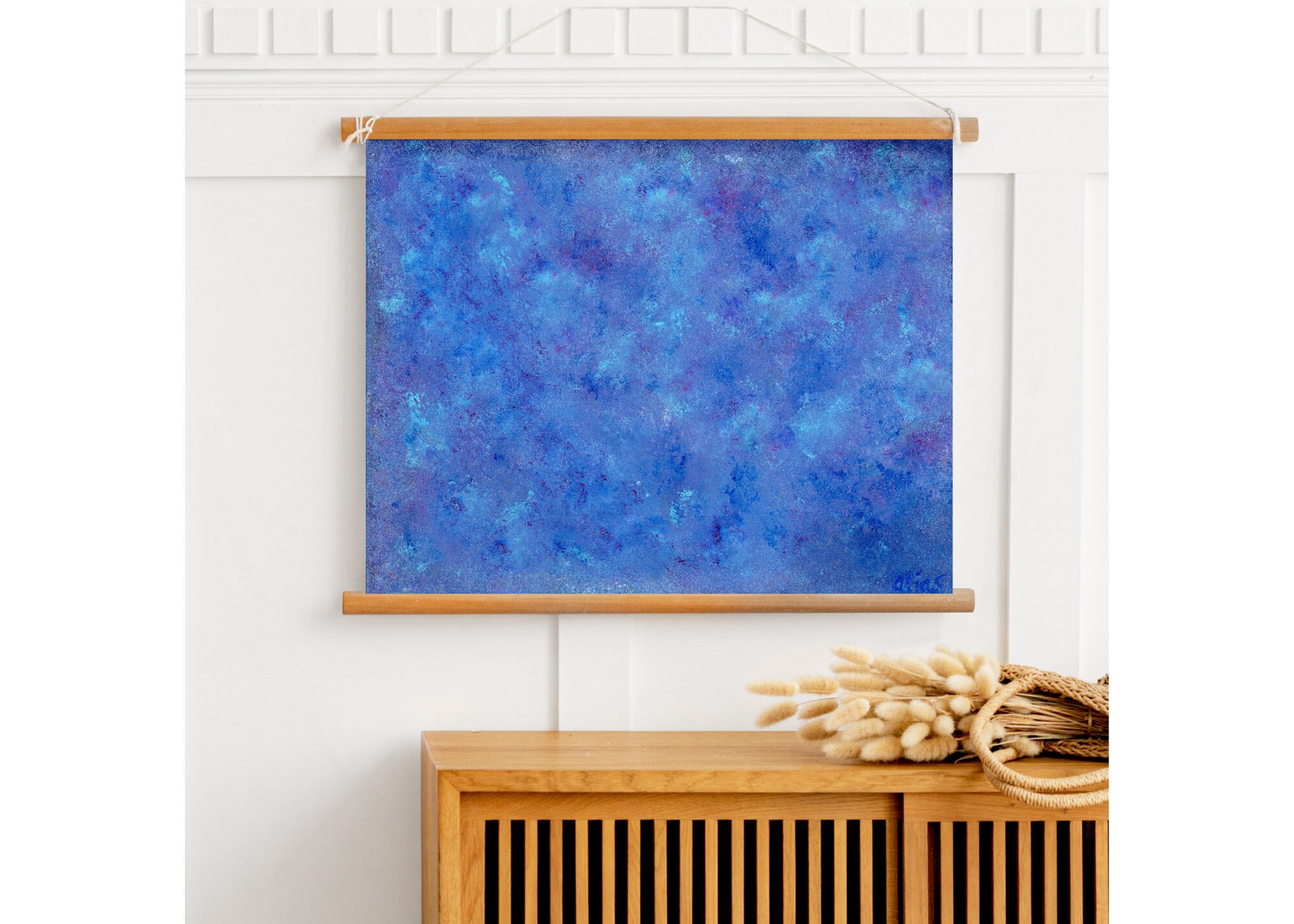 Medium Sized Acrylic 18 X 24 Canvas Painting, Shades of Blue Wall Art,  Perfect for Living Room or Office, Original Home Decor 