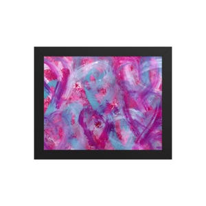 Arte murale astratta a forma di cuore, stampa opaca rosa e blu, incorniciata, arredamento moderno per la casa