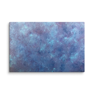 Abstrakter Kunstdruck auf Leinwand, Blau und Lila Tönen