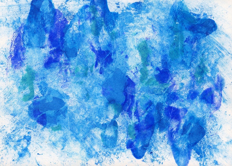 Art Print From an Original Painting Shades of Blue Abstract Acrylic