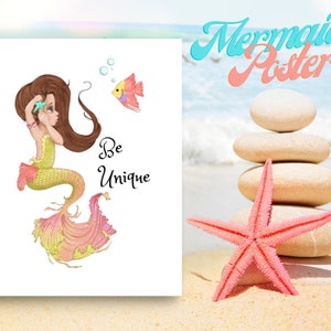 Empowering Wall Art For Girls Mermaid Poster
