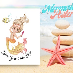 Empowering Wall Art For Girls Mermaid Poster