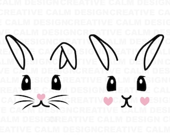 Bunny Face Digital File SVG PNG JPG