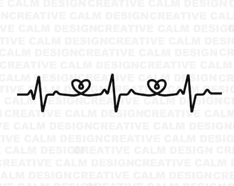 Heart Beat EKG Svg Png Jpg