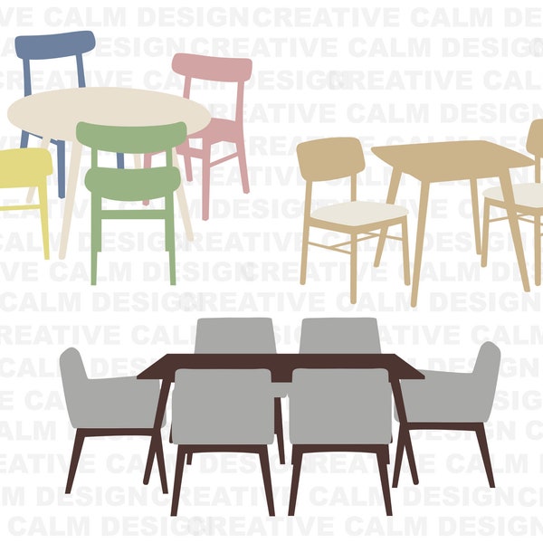 Mid Century Modern Dining Sets PNG JPG