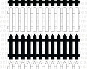 Picket Fence Silhouette SVG PNG JPG Digital Download